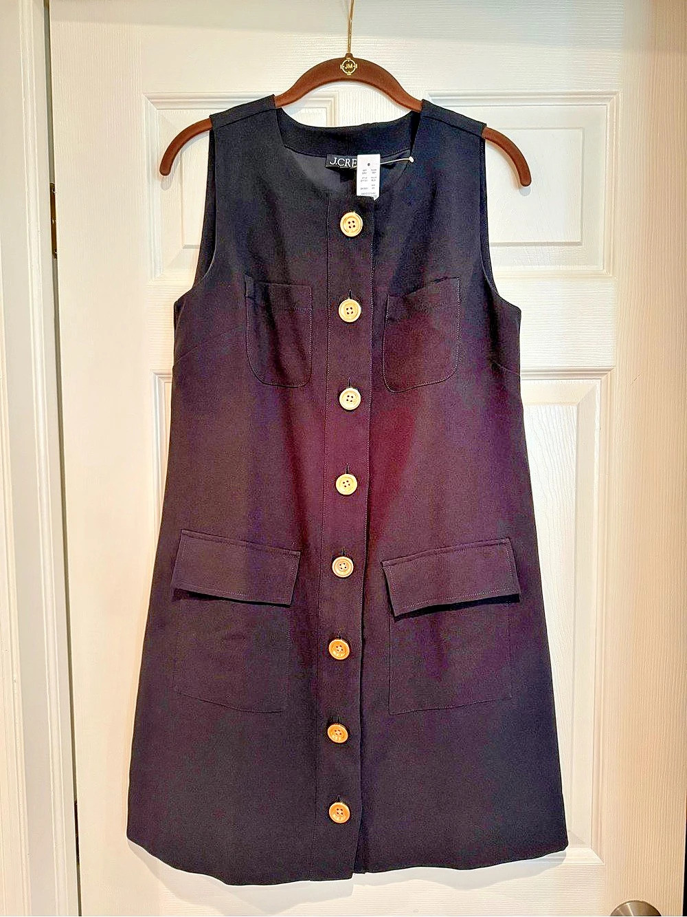 J.Crew Button-front shift dress in drapey crepe Sleeveless Dress in Black